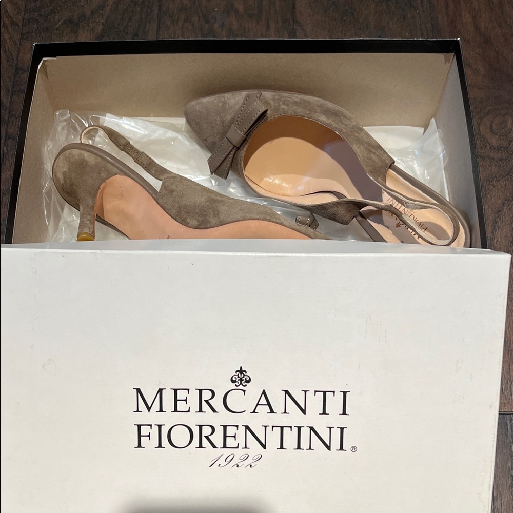 Mercanti Fiorentini Women's Brown Suede Slingback Heels